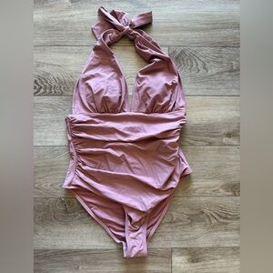 CUPSHE Bianca Dusty Pink Halter Tummy Control One Piece - Medium